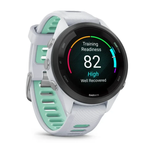 Garmin Forerunner 265s to zaawansowany zegarek multisportowy z kolorowym, dotykowym wyświetlaczem AMOLED w rozmiarze 1,1"