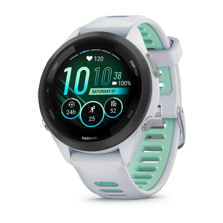 Garmin Forerunner 265s to zaawansowany zegarek multisportowy z kolorowym, dotykowym wyświetlaczem AMOLED w rozmiarze 1,1"