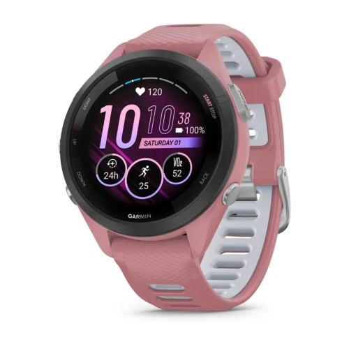 Garmin Forerunner 265s to zaawansowany zegarek multisportowy z kolorowym, dotykowym wyświetlaczem AMOLED w rozmiarze 1,1"