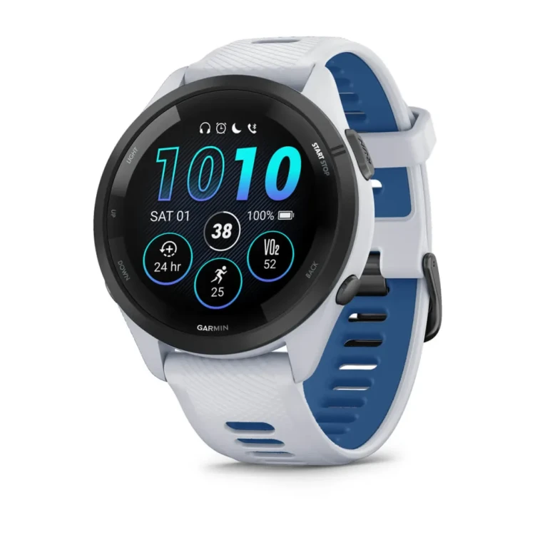 Garmin Forerunner 265 to zaawansowany zegarek multisportowy z kolorowym, dotykowym wyświetlaczem AMOLED w rozmiarze 1,3"