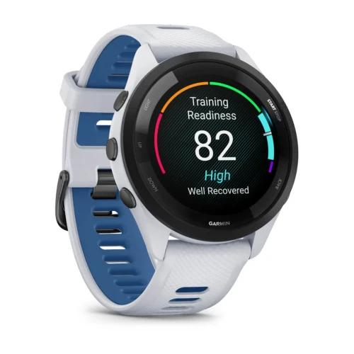 Garmin Forerunner 265 to zaawansowany zegarek multisportowy z kolorowym, dotykowym wyświetlaczem AMOLED w rozmiarze 1,3"
