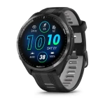 Garmin Forerunner 965 - Szara ramka tytanowa z powłoką węglową DLC z czarną kopertą i czarnym/jasnoszarym silikonowym paskiem [010-02809-10]