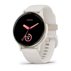 Garmin Vivoactive  5 - Aluminiowy Bezel w kolorze Cream Gold, koperta w kolorze Ivory z silikonowym paskiem [010-02862-11]