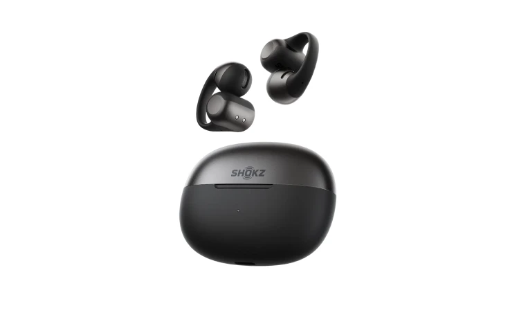 Shokz OpenDots 2 to lekkie słuchawki z klipsem o otwartej budowie.