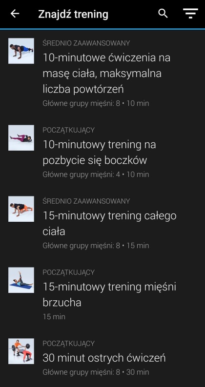 Ćwiczenia w Garmin Connect