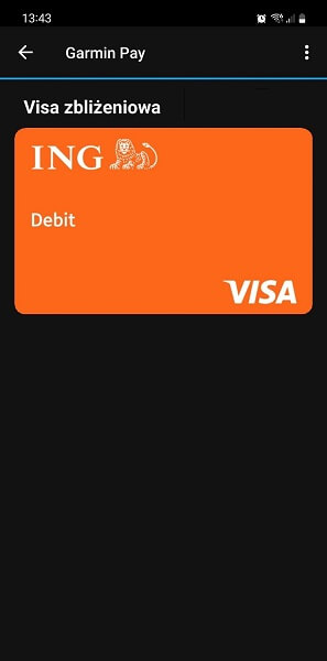 Garmin Pay w aplikacji