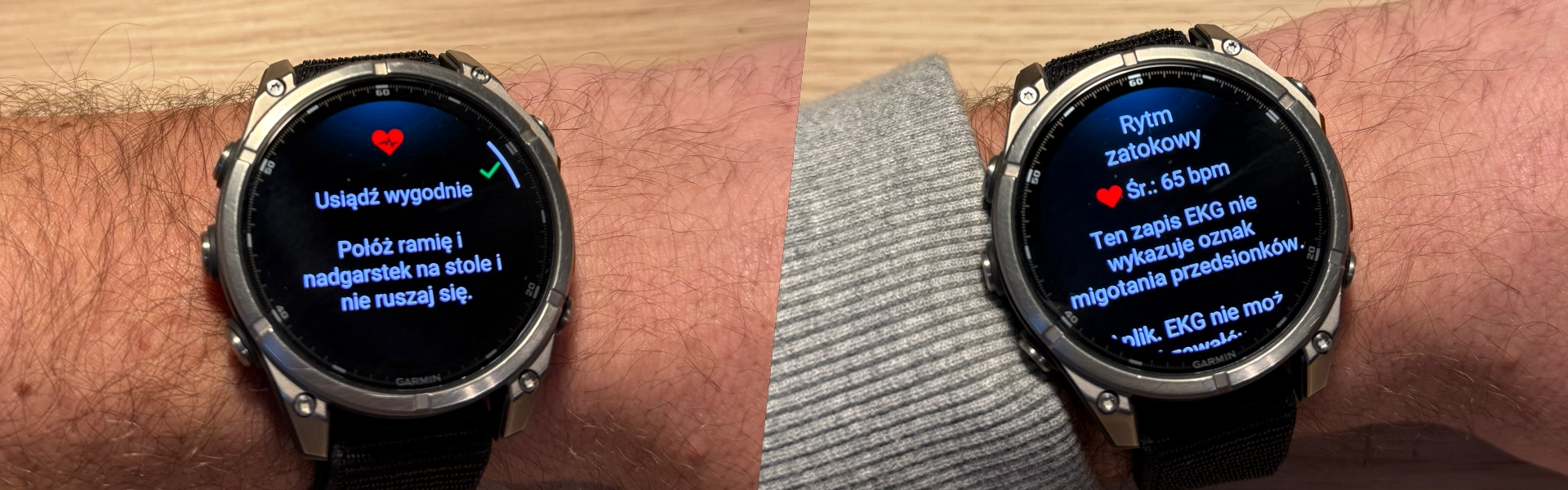 Aplikacja Garmin EKG w zegarku Fenix 8