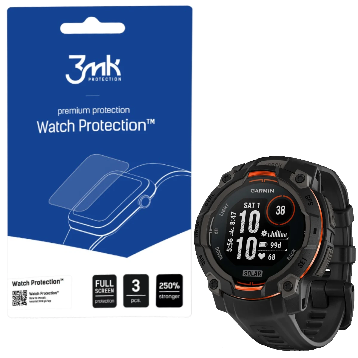 Szkło ochronne na ekran Garmin Instinct 3 45 MM - 3mk Watch Protection (3 szt)